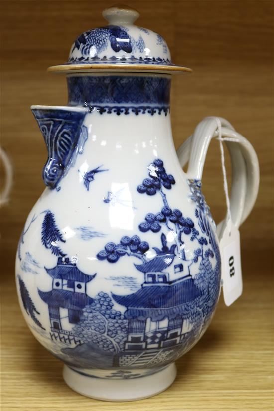 A late 18th century Chinese export Jug and cover, height 24cm